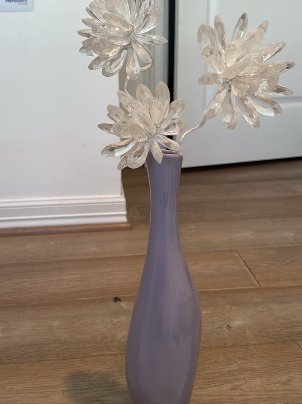 Lavender Glass Bud Vases with Decorative Clear Flower Stems - Unbranded